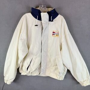 VTG Oarsman 913 Sailing Jacket Mens XL White Windbreaker Nautical Boca Grande